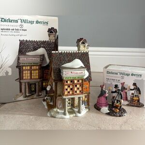 Department 56 Splendid Cod Fish n’ Chips 
+ Fish n' Chips To Go ( Bundle)